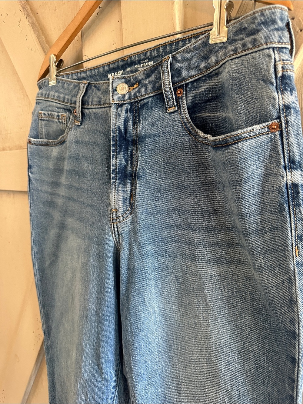 Old Navy OG Straight Jeans Women’s 12 High Rise Medium Wash Denim Ankle - Picture 3 of 7